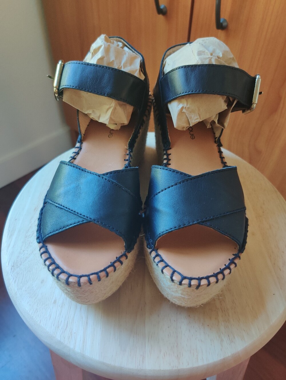 Andre Assous Black Seta Espadrilles Sz EU37 NWOT